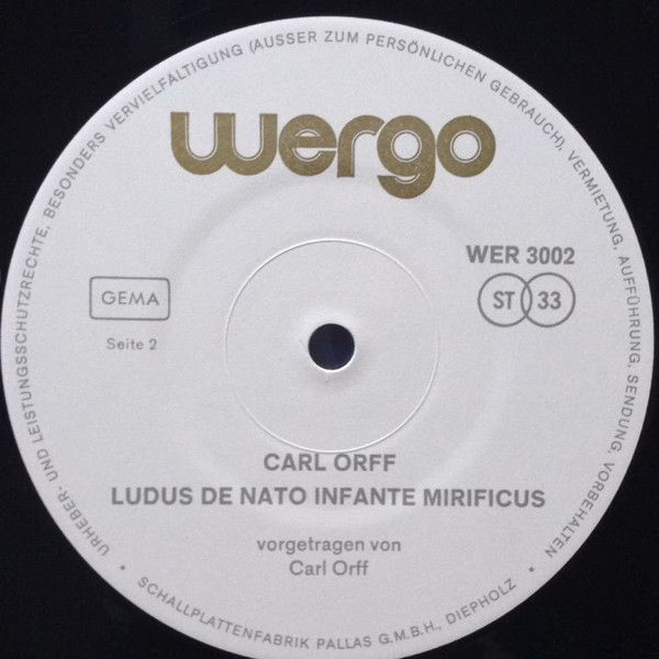 WERGO WER 3002 - Carl Orff - Ludus De Nato Infante Mirificus - E - Image 5