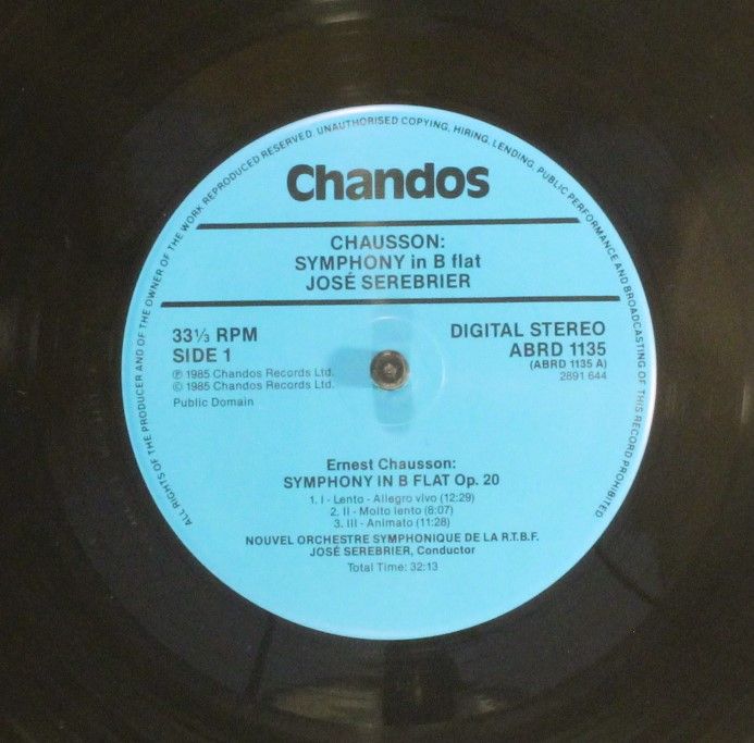 Chandos ABRD 1135 - Ernest Chausson, Jose Serebrier, Belgian Rad - Image 3