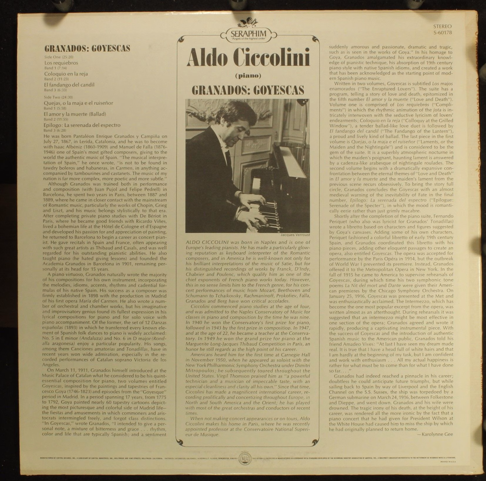 Seraphim S-60178 - Aldo Ciccolini - Granados: Goyescas - Image 4