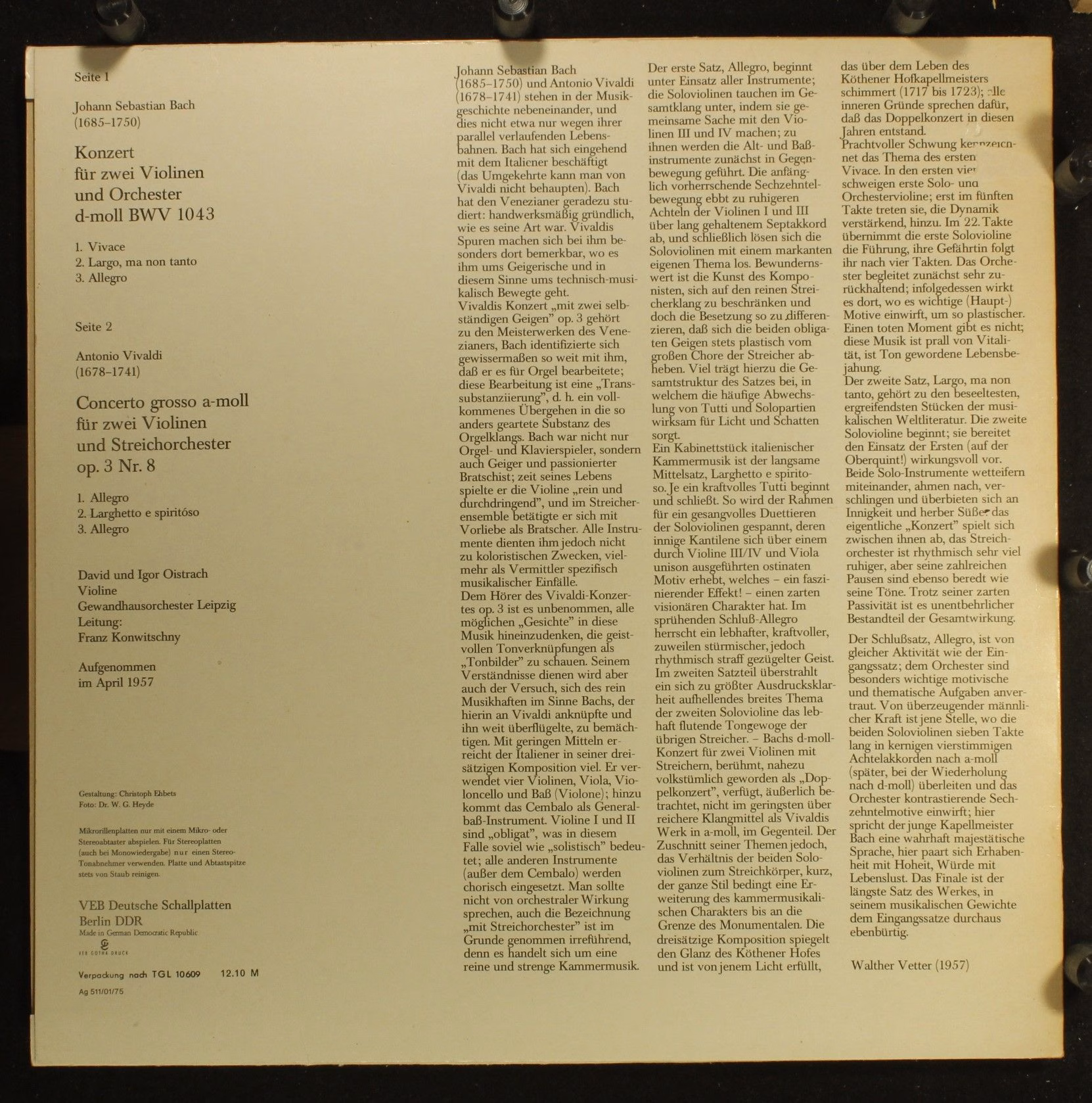 Eterna 8 25 882 - Johann Sebastian Bach, Antonio Vivaldi, David - Image 2