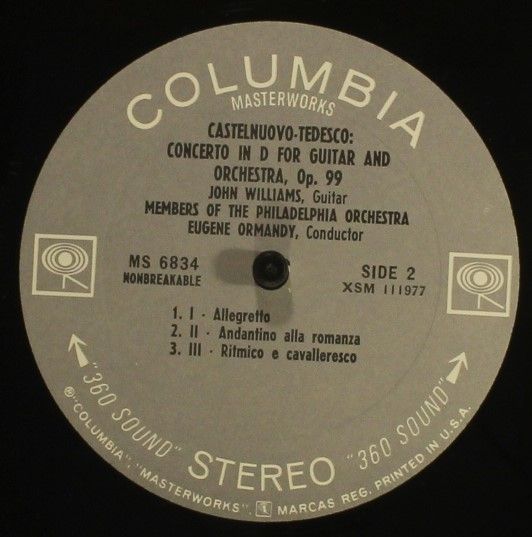 Columbia Masterworks MS 6834 - John Williams (7), Eugene Ormandy - Image 4