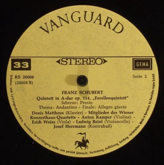 Vanguard KS 20008 - Franz Schubert - Quintett In A-Dur, Op. 114 - Image 4