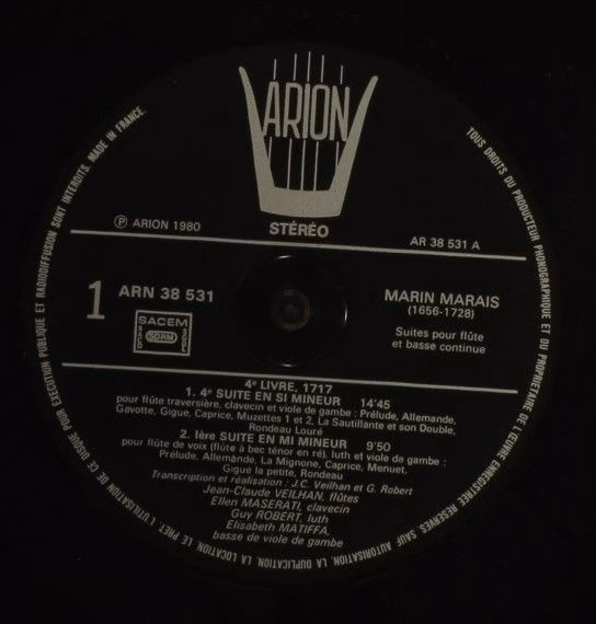 ARION ARN 38531 - Marin Marais, Jean-Claude Veilhan, Ellen Maser - Image 5