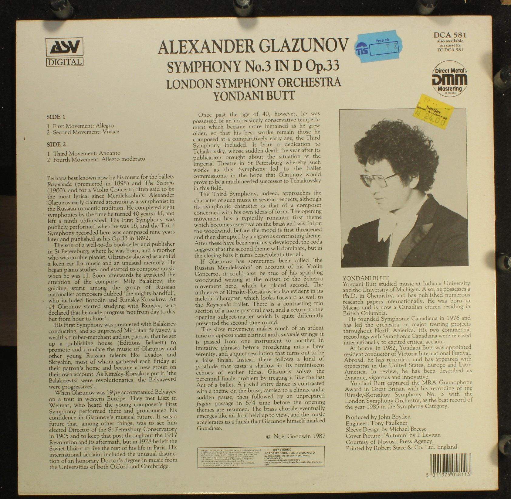 ASV Digital DCA 581 - Alexander Glazunov, London Symphony Orches - Image 2