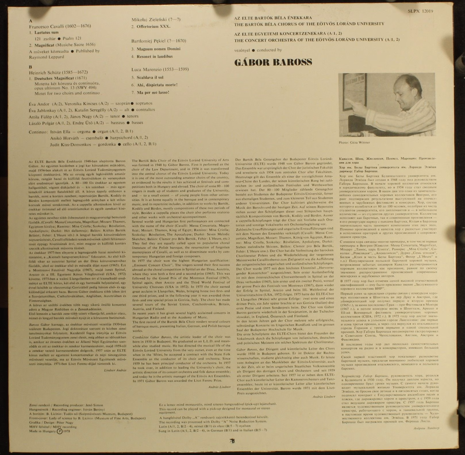 Hungaroton SLPX 12019 - The Bartok Bela Chorus Of The Eötvös Lor - Image 2
