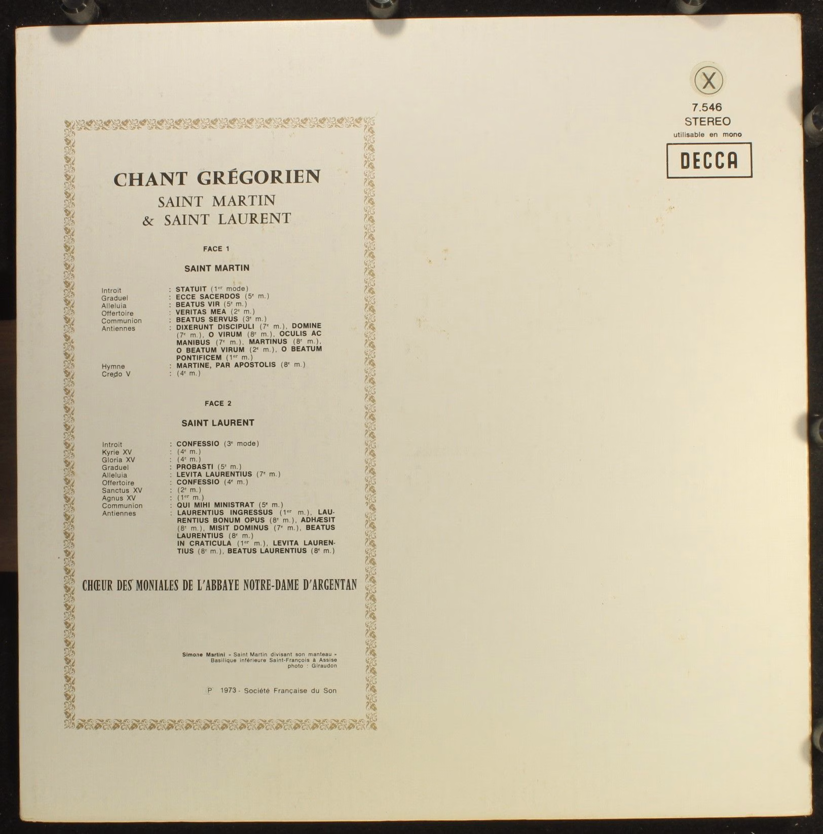 DECCA 7546 - Choeur Des Moniales De L'Abbaye Notre-Dame D'Argent - Image 2