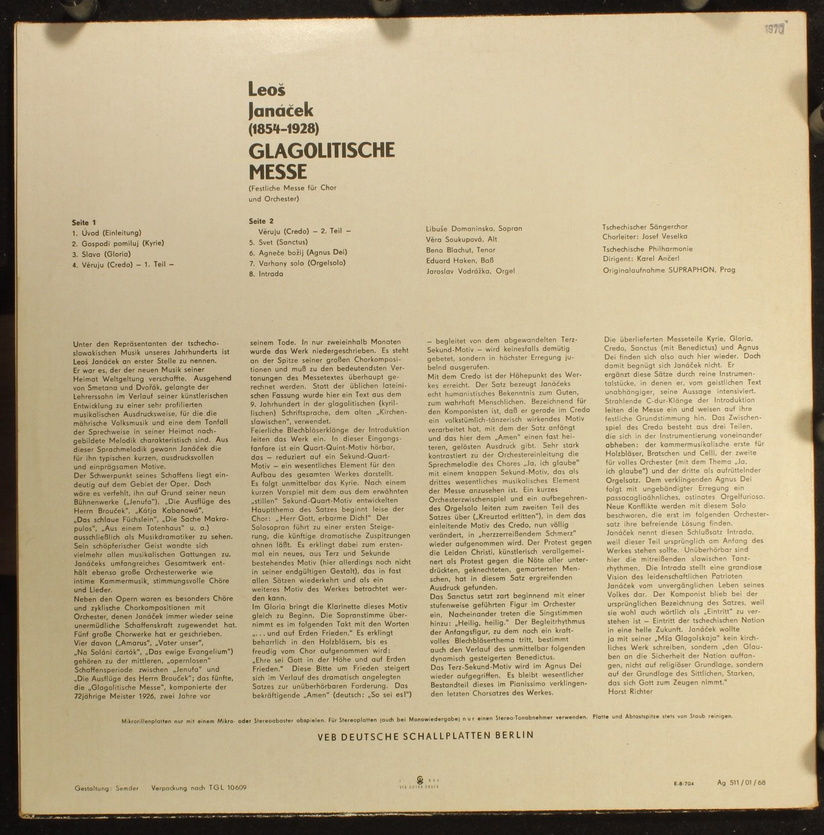 Eterna 8 20 738 - Leoš Janáček - Glagolitische Messe - Image 2