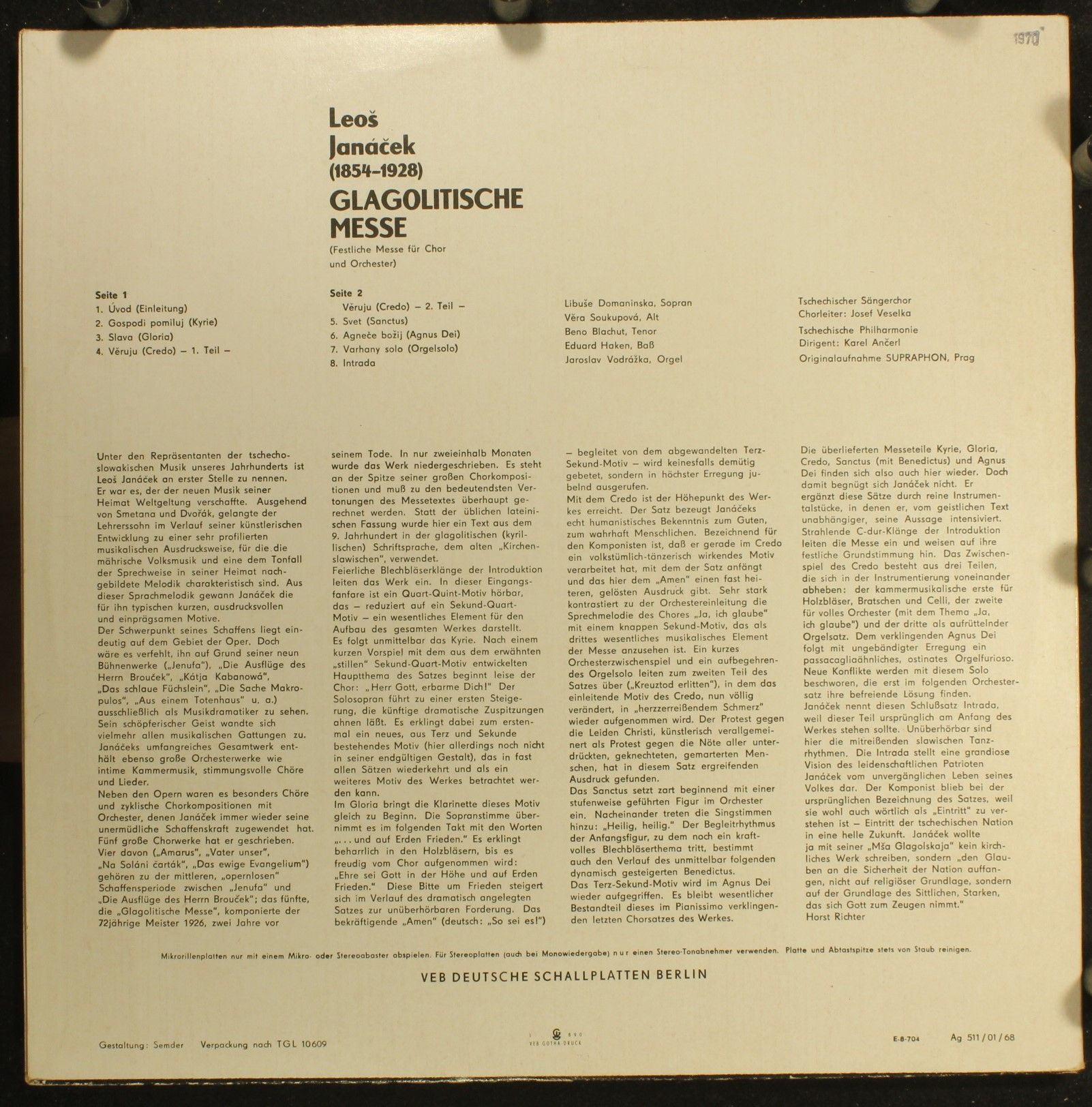 Eterna 8 20 738 - Leoš Janáček - Glagolitische Messe - Image 2