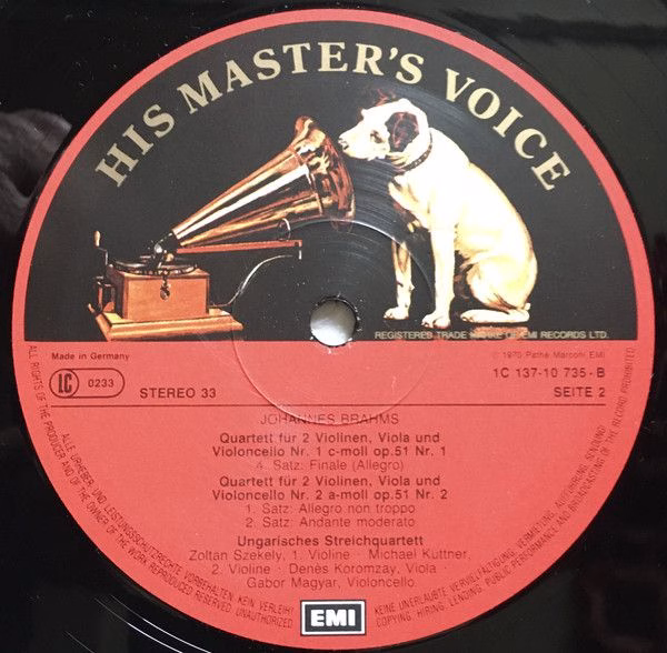 His Master's Voice 1C 137-10 735/37 - Johannes Brahms, The Hunga - Image 4
