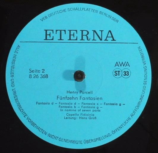 Eterna 8 26 368 - Henry Purcell, Capella Fidicinia, Hans Grüß - - Image 4