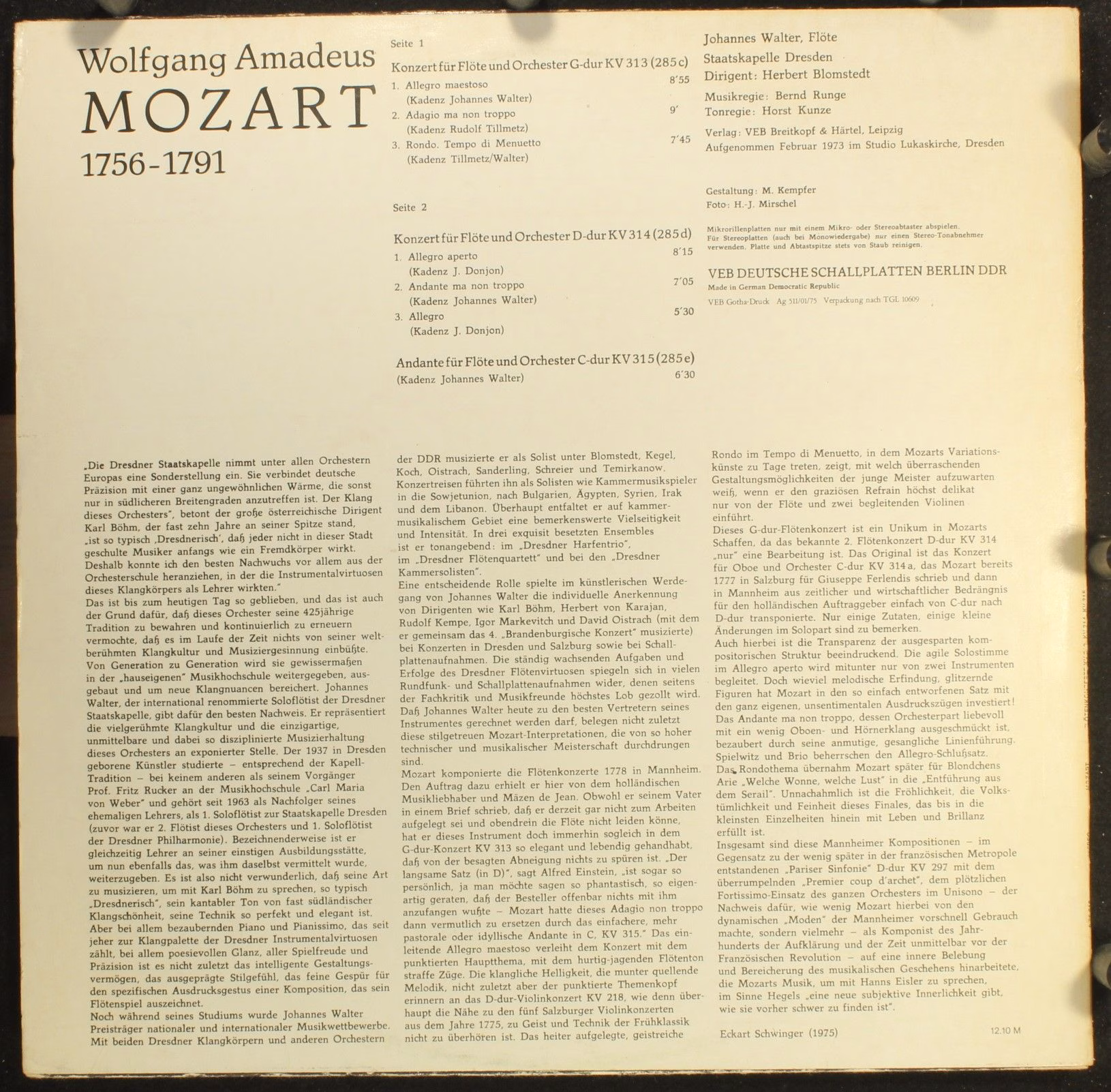 Eterna 8 26 616 - Wolfgang Amadeus Mozart, Johannes Walter (2), - Image 2