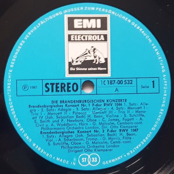 His Master's Voice 1C 187-00 532/33 - Johann Sebastian Bach, Ott - Image 2