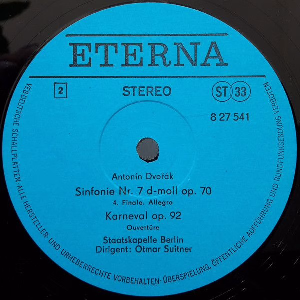 Eterna 8 27 541 - Antonín Dvořák, Staatskapelle Berlin, Otmar Su - Image 4