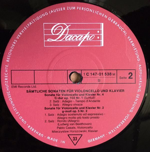 Dacapo 1C 147-01 538/39 M - Ludwig van Beethoven, Pablo Casals, - Image 6