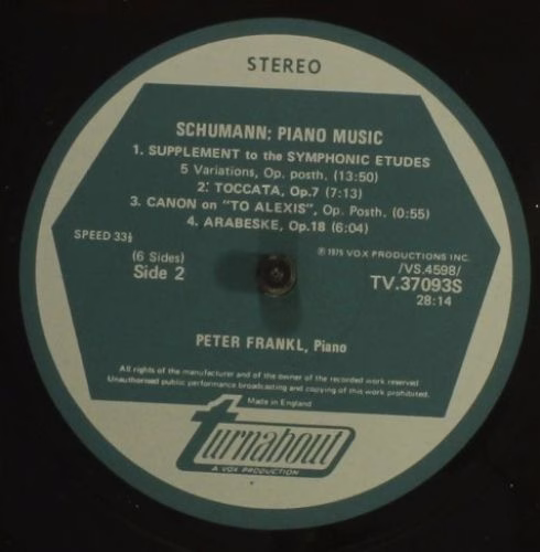 Turnabout TV 37093-5S - Robert Schumann, Peter Frankl - Piano Wo - Image 5