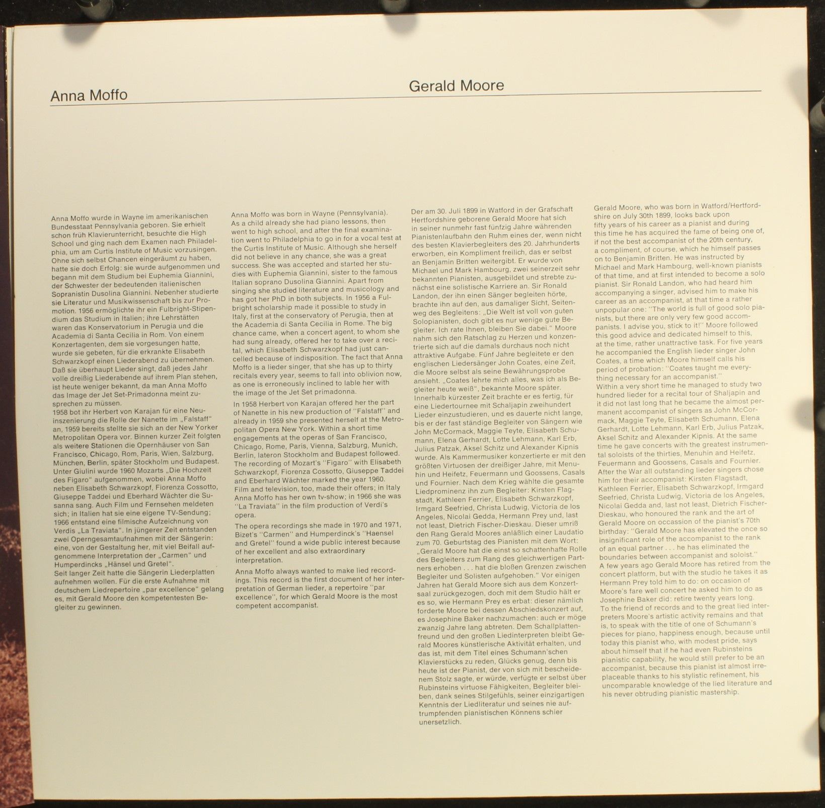 Eurodisc 61 013 - Anna Moffo, Gerald Moore, Franz Schubert, Robe - Image 3