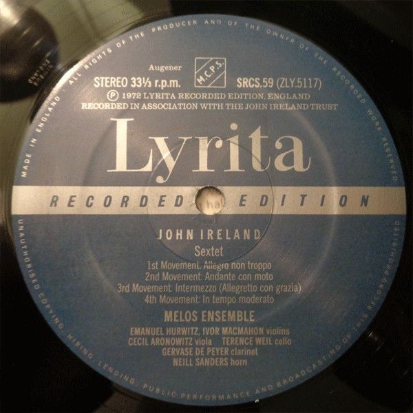 Lyrita SRCS. 59 - John Ireland, Melos Ensemble Of London, André - Image 3