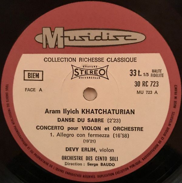 Musidisc 30 RC 723 - Aram Khatchaturian, Devy Erlih, Orchestre D - Image 3