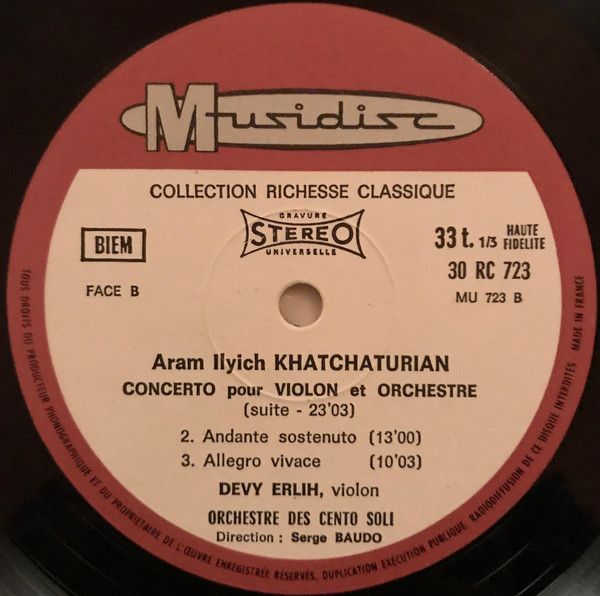 Musidisc 30 RC 723 - Aram Khatchaturian, Devy Erlih, Orchestre D - Image 4
