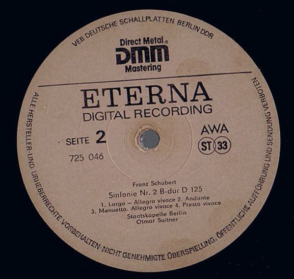 Eterna 7 25 046 - Franz Schubert, Staatskapelle Berlin, Otmar Su - Image 4