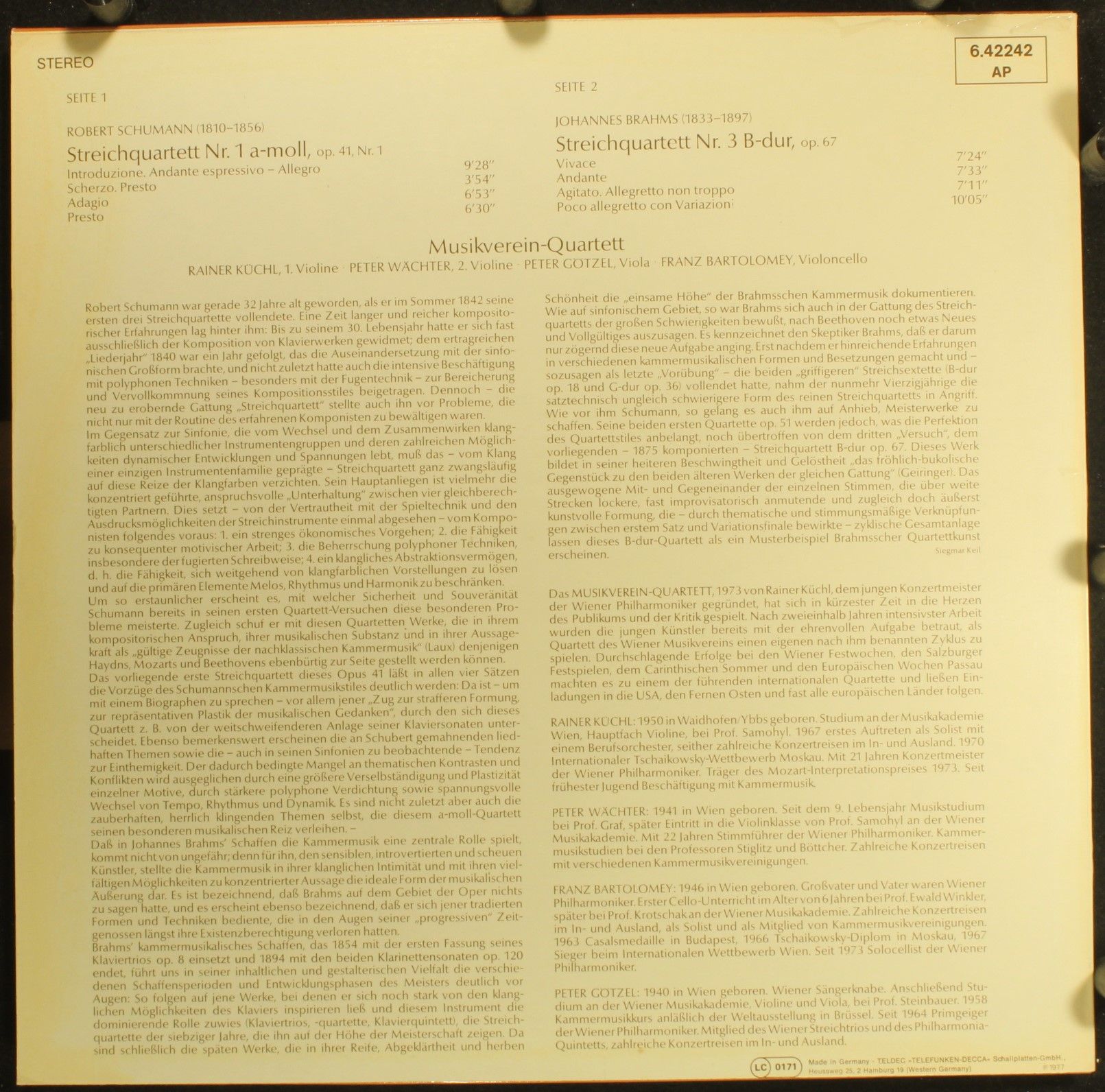 DECCA 6.42242 AP - Robert Schumann, Johannes Brahms, Musikverein - Image 2