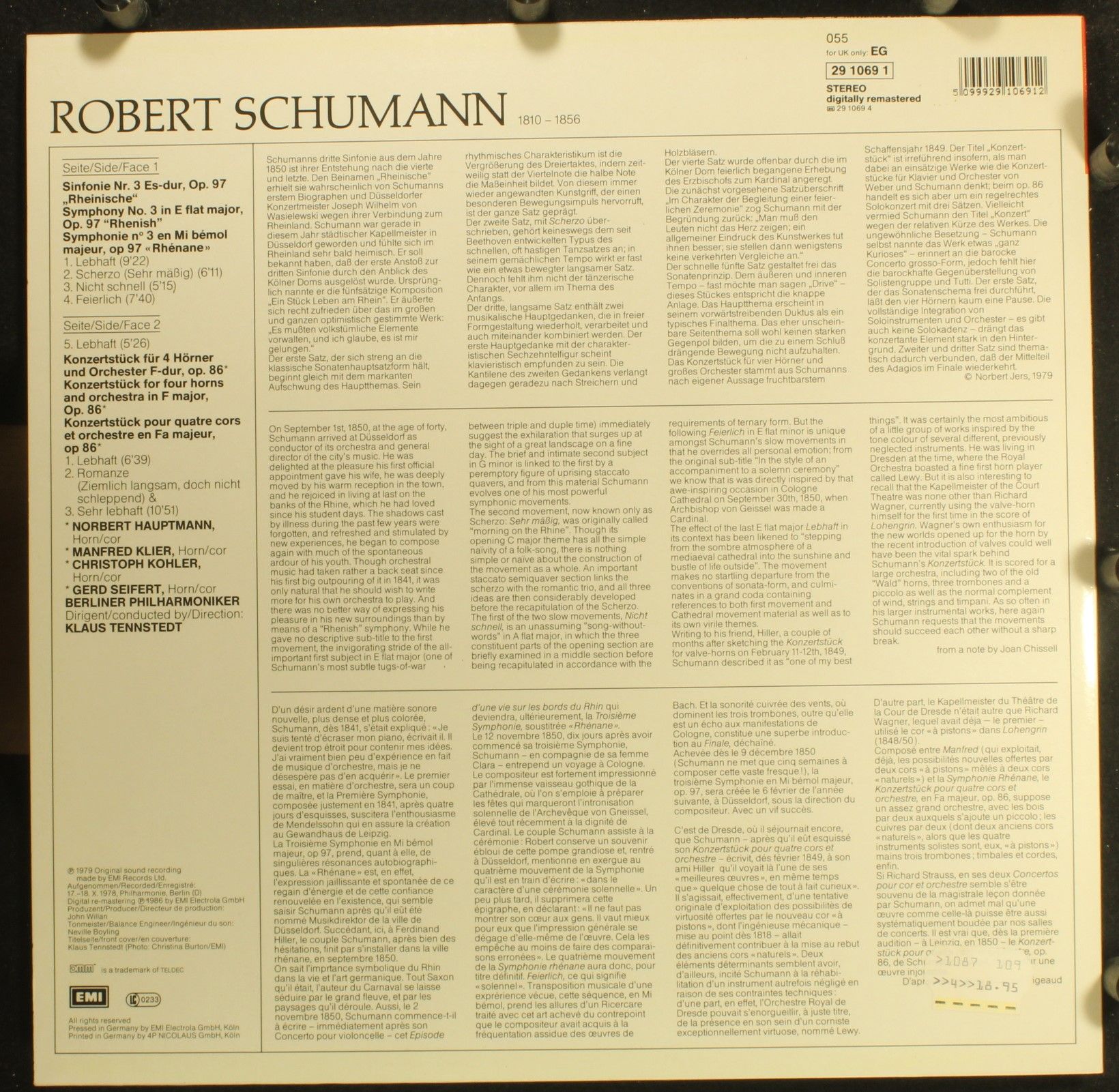 EMI EG 29 1069 1 - Robert Schumann, Berliner Philharmoniker, Kla - Image 2