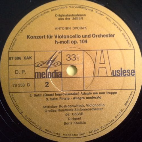 Eurodisc 87 696 XAK - Antonín Dvořák, Mstislav Rostropovich, Бол - Image 4