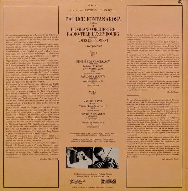 Musidisc 30 RC 625 - Nikolai Rimsky-Korsakov, Pablo de Sarasate, - Image 2