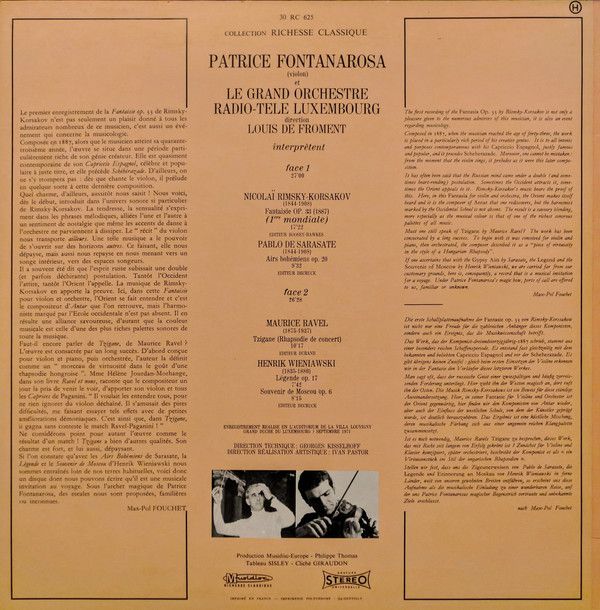 Musidisc 30 RC 625 - Nikolai Rimsky-Korsakov, Pablo de Sarasate, - Image 2