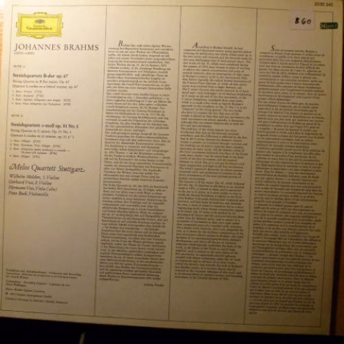 Deutsche Grammophon 2530 345 - Johannes Brahms, Melos Quartett - - Image 2