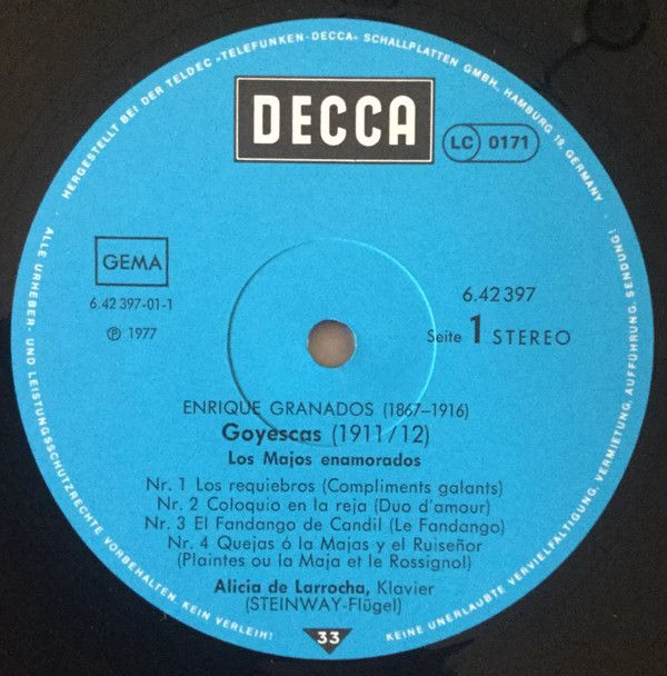 DECCA 6.42397 - Enrique Granados, Alicia De Larrocha - Goyescas - Image 3