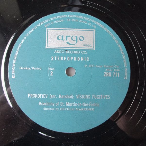 Argo ZRG 711 - Sir William Walton, Sergei Prokofiev, The Academy - Image 4