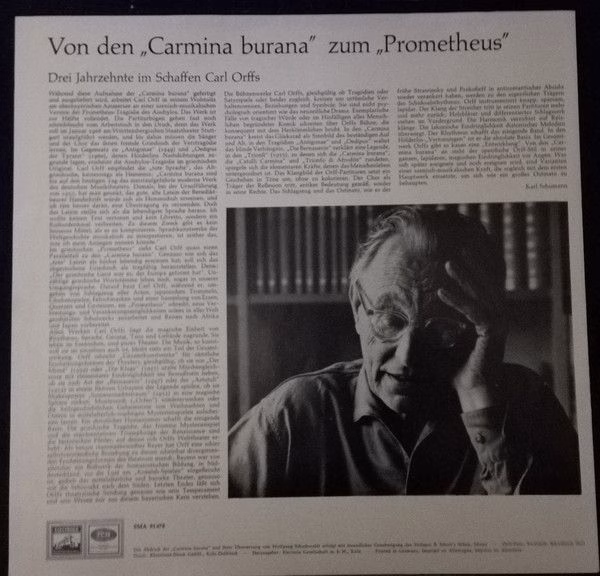Electrola SMA 91 478 - Carl Orff, Rafael Frühbeck De Burgos, Wil - Image 3