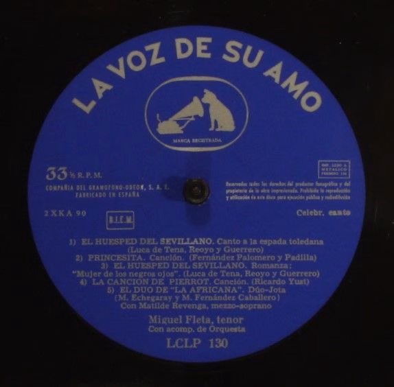 La Voz De Su Amo LCLP 130 - Miguel Fleta - Miguel Fleta - Image 3