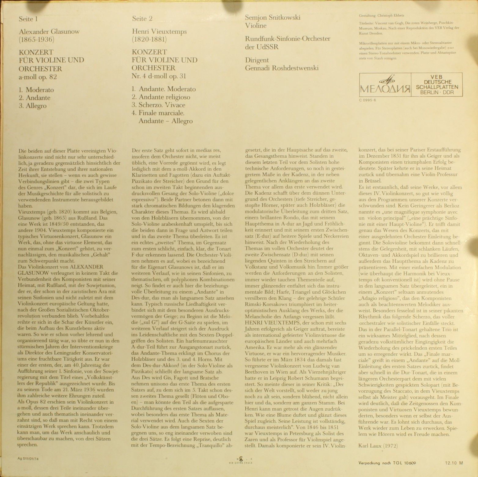 Melodia Eterna 8 26 211 - Alexander Glazunov, Henri Vieuxtemps, - Image 2