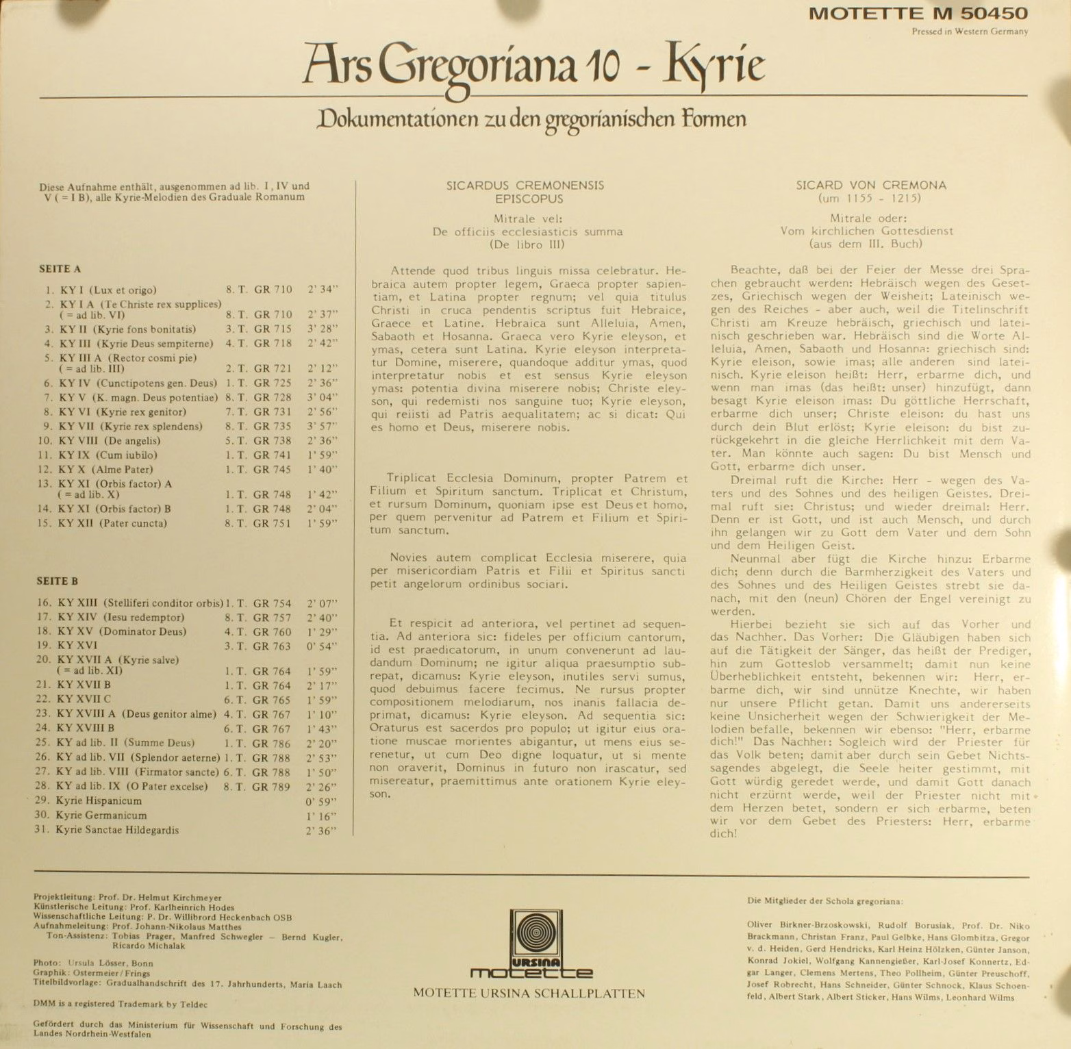 Motette Ursina M 50450 - Various - Ars Gregoriana 10 - Kyrie - Image 2