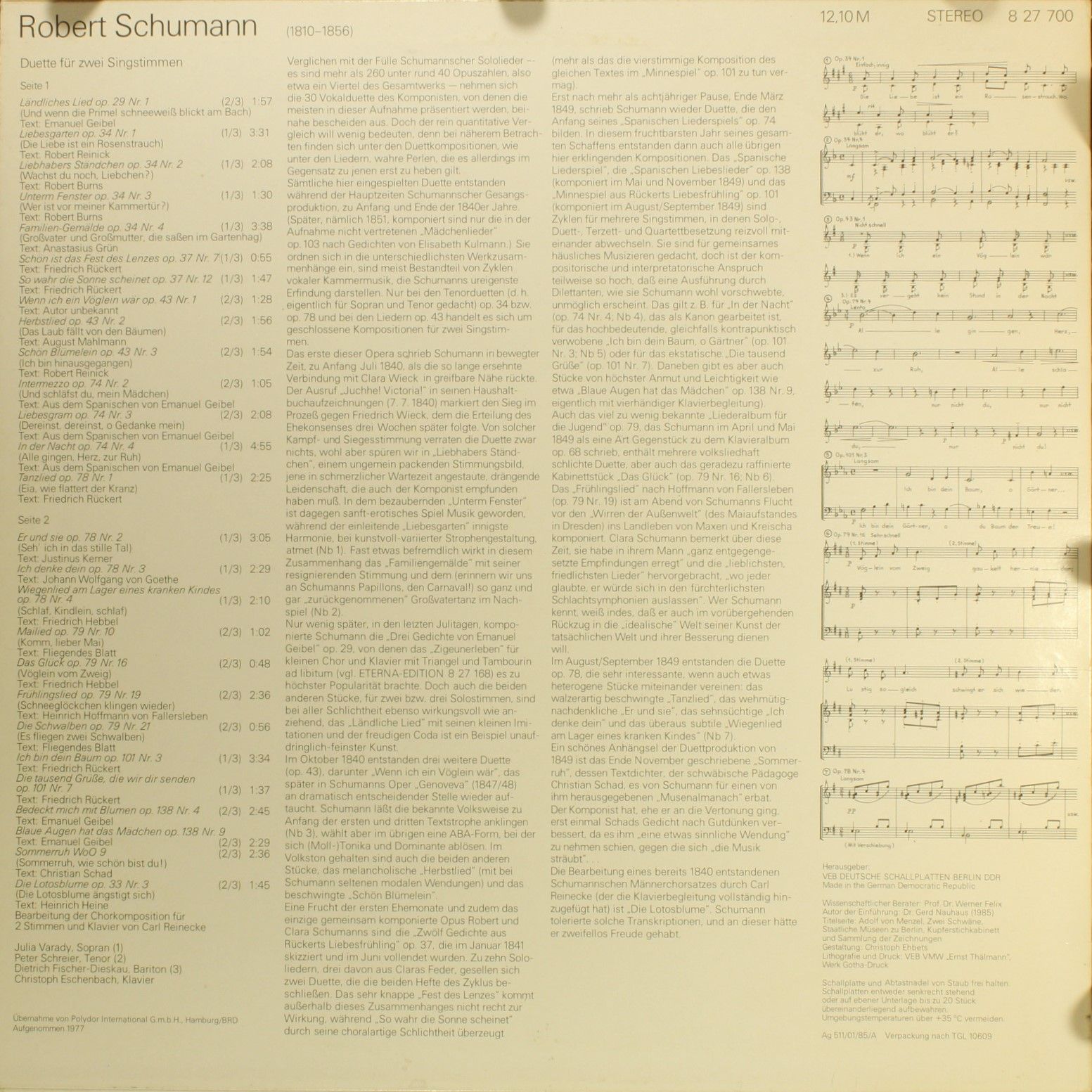 Eterna 8 27 700 - Robert Schumann - Duette Für Zwei Singstimmen - Image 2