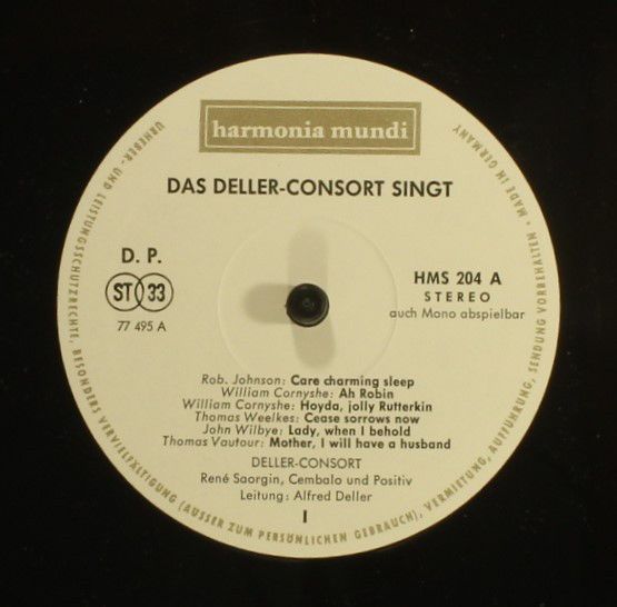 Harmonia Mundi HMS 204 - Deller Consort - Madrigale & Chansons - Image 3
