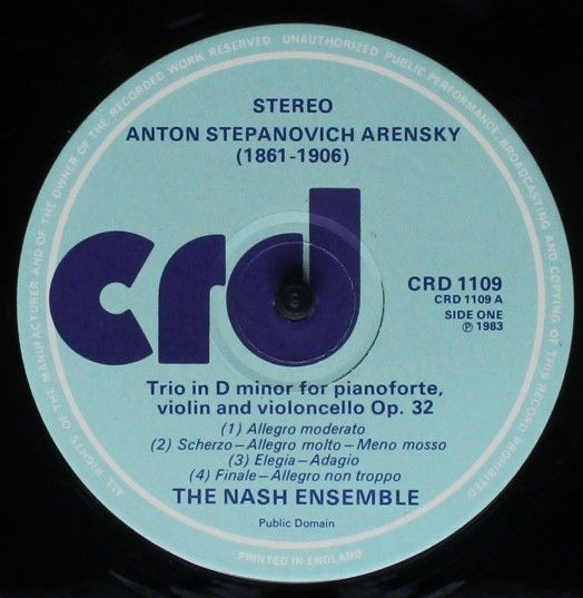 CRD Records CRD 1109 - Anton Stepanovich Arensky, Nikolai Rimsky - Image 3