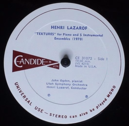 Candide CE 31072 - Henri Lazarof - Textures/Cadence III/Partita - Image 5
