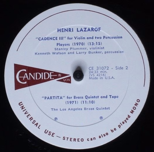 Candide CE 31072 - Henri Lazarof - Textures/Cadence III/Partita - Image 6