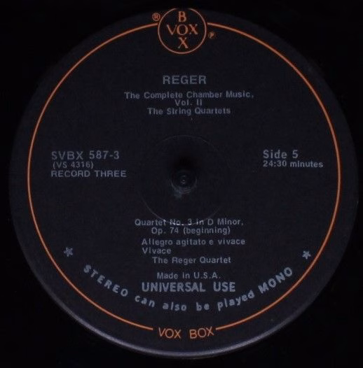 VOX (6) SVBX 587 - Max Reger, Reger Quartett - The Complete Cham - Image 7