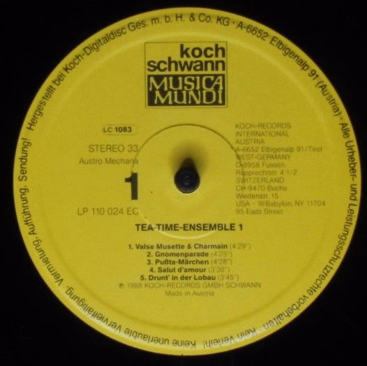 Koch Schwann Musica Mundi 110 024 EC - Tea Time Ensemble - Tea-T - Image 3