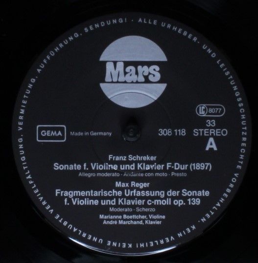 Mars (8) 308 118 Z - Franz Schreker, Max Reger, Marianne Boettch - Image 3