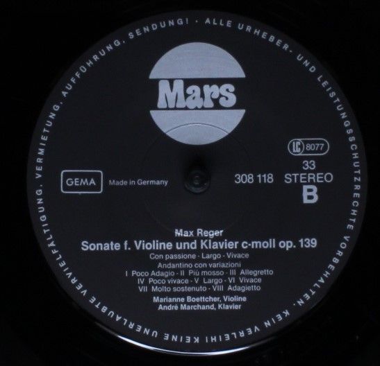 Mars (8) 308 118 Z - Franz Schreker, Max Reger, Marianne Boettch - Image 4