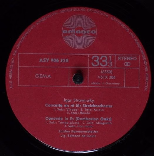 Amadeo AVRS 6350 - Igor Stravinsky, Béla Bartók, Zürcher Kammero - Image 3