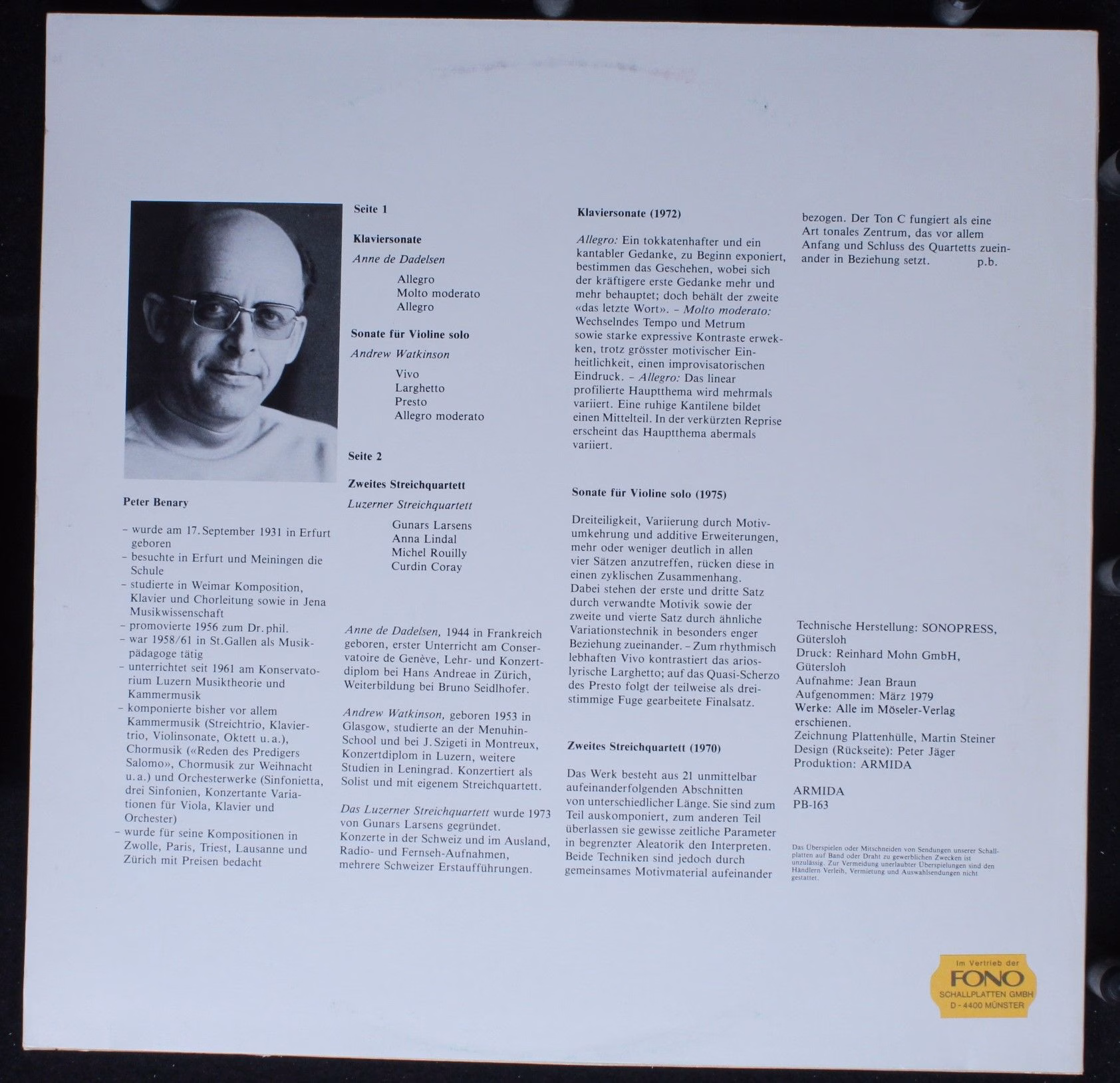 Armida PB-163 - Peter Benary - Kammermusik - Image 2