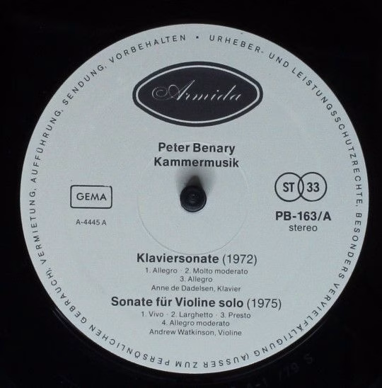 Armida PB-163 - Peter Benary - Kammermusik - Image 3
