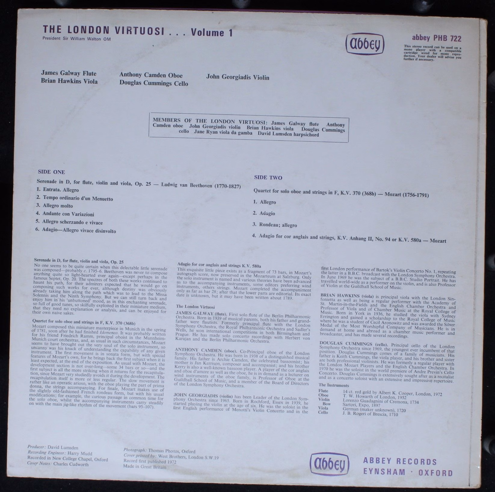 Abbey PHB 722 - The London Virtuosi - Volume 1 - Image 2