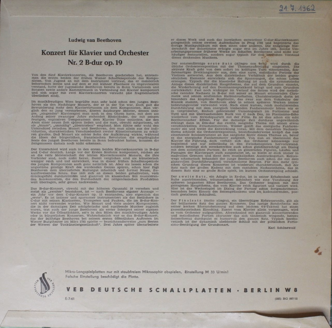 Eterna 7 20 027 - Amadeus Webersinke, Ludwig van Beethoven, Gewa - Image 2